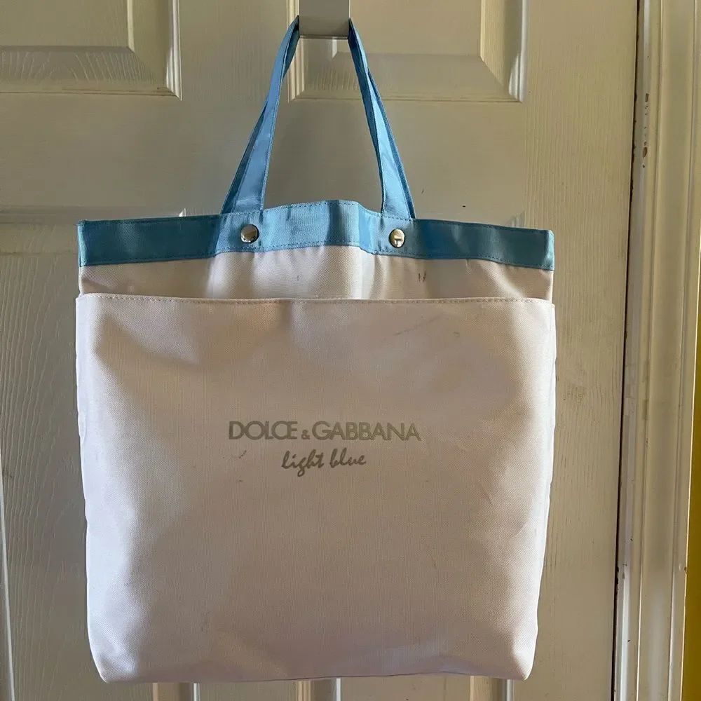 Dolce &Gabbana light Blue large tote bag white and blue with silver prints